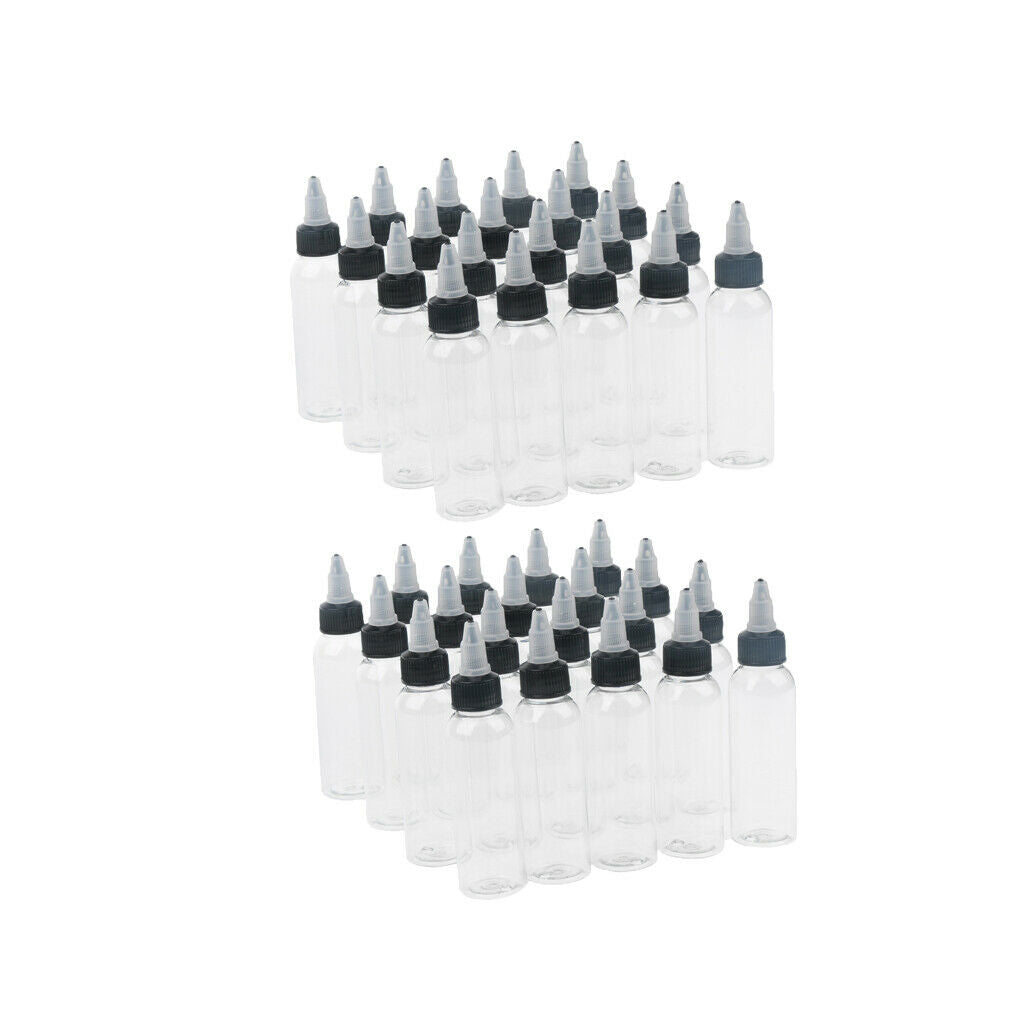 40Pcs PET Plastic 60ml 30ml Squeeze Bottles w/ Twist Caps for Crafts Glue