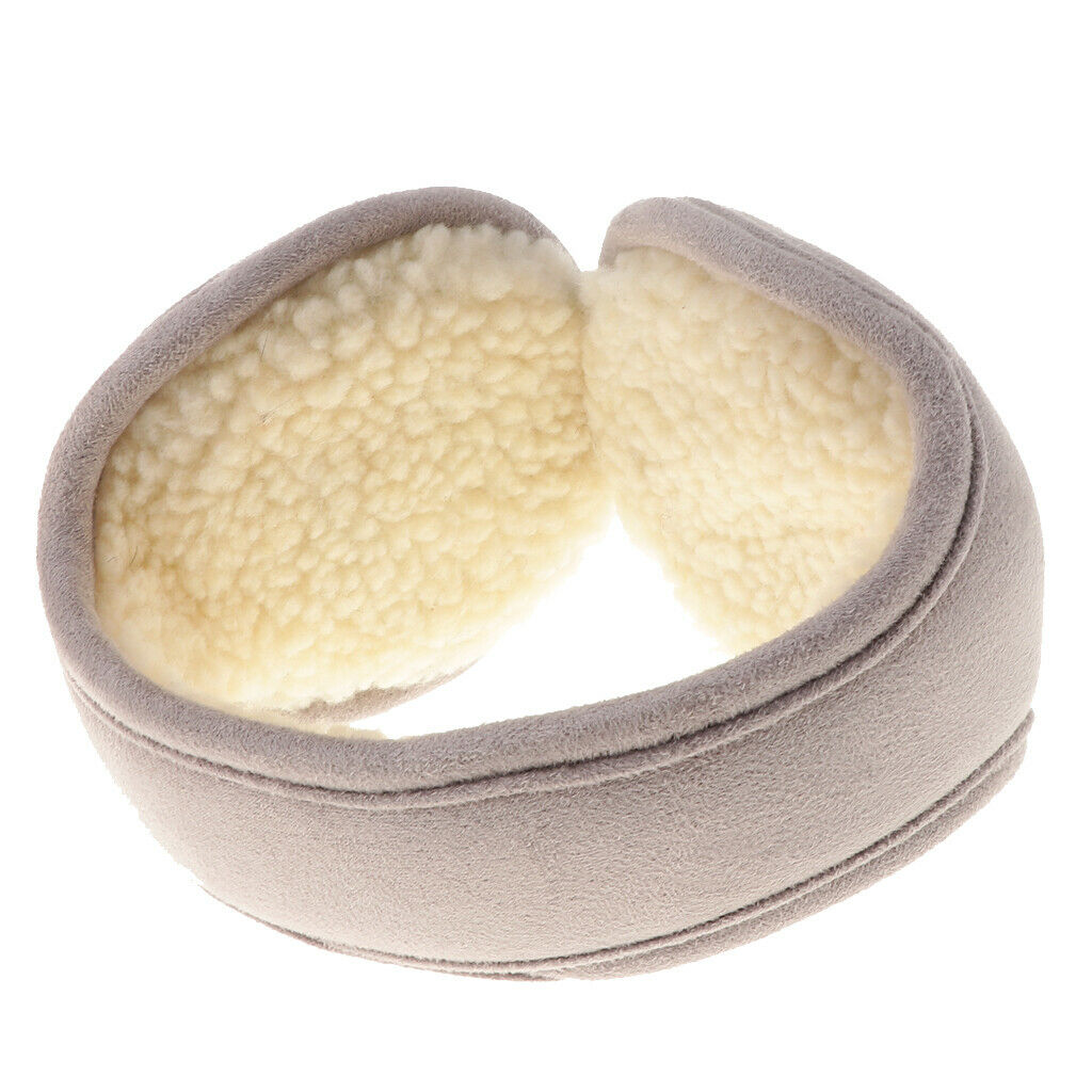 Unisex Plush Foldable Winter Muffs Warmers Headband Sherpa Ear Covers Light Gray