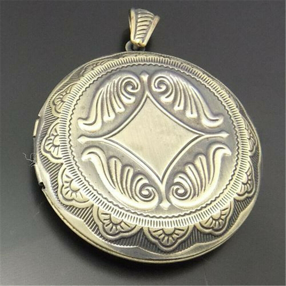 2 pcs Retro Bronze Floral Prayer Box Brass For Photo Picture Frame Pendant DIY
