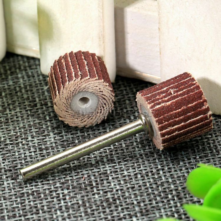 10Pcs 240 Grit 12X12mm Sanding Polishing Flap Head W 3mm Arbor for Power Rotary
