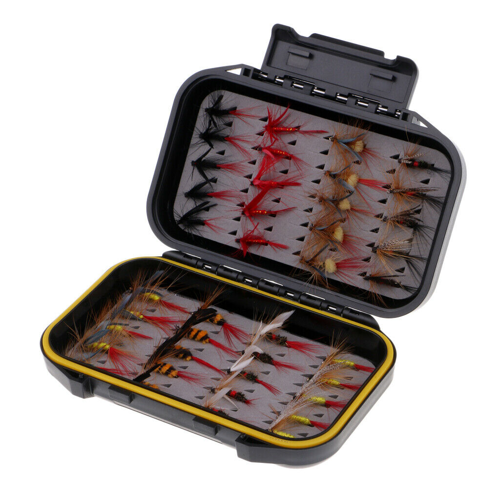 40 pieces fly fishing flies in tackle box fly flies carp fishing