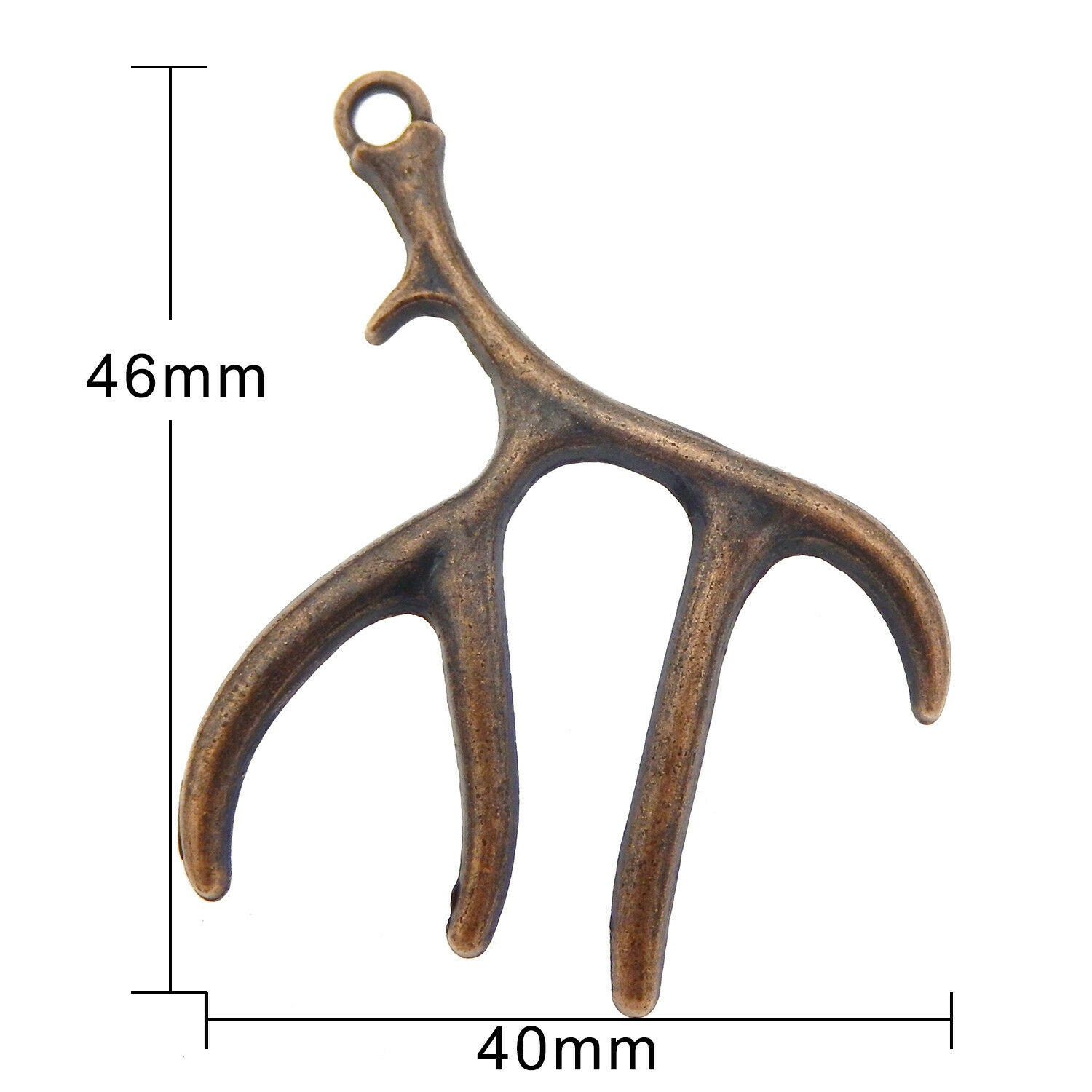 10 pcs Retro Style Bronzed Antler Pendant Alloy Charm For Jewelry Making 46x40mm