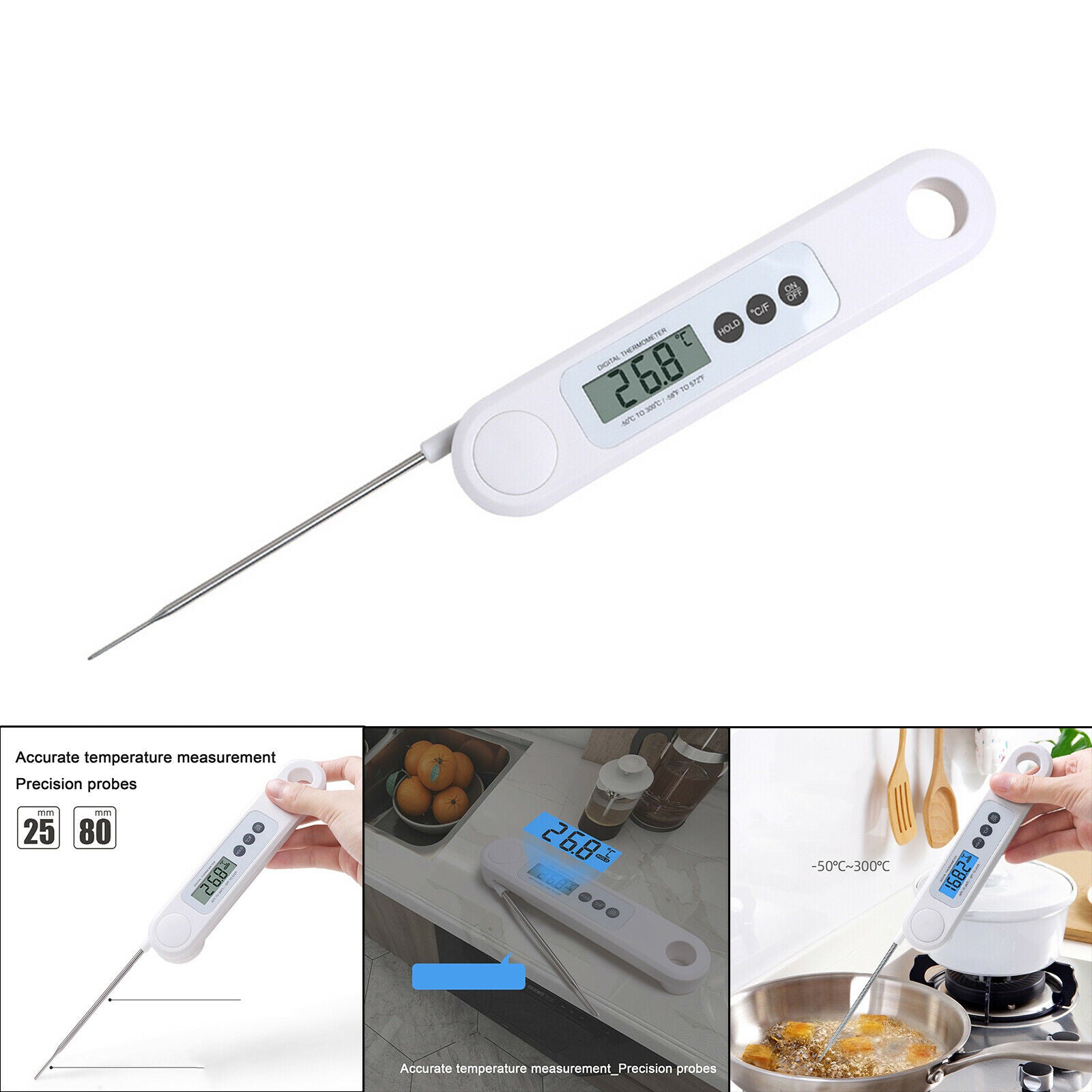 Cooking Digital Thermometer Folding Probe Waterproof BBQ Turkey Gadget