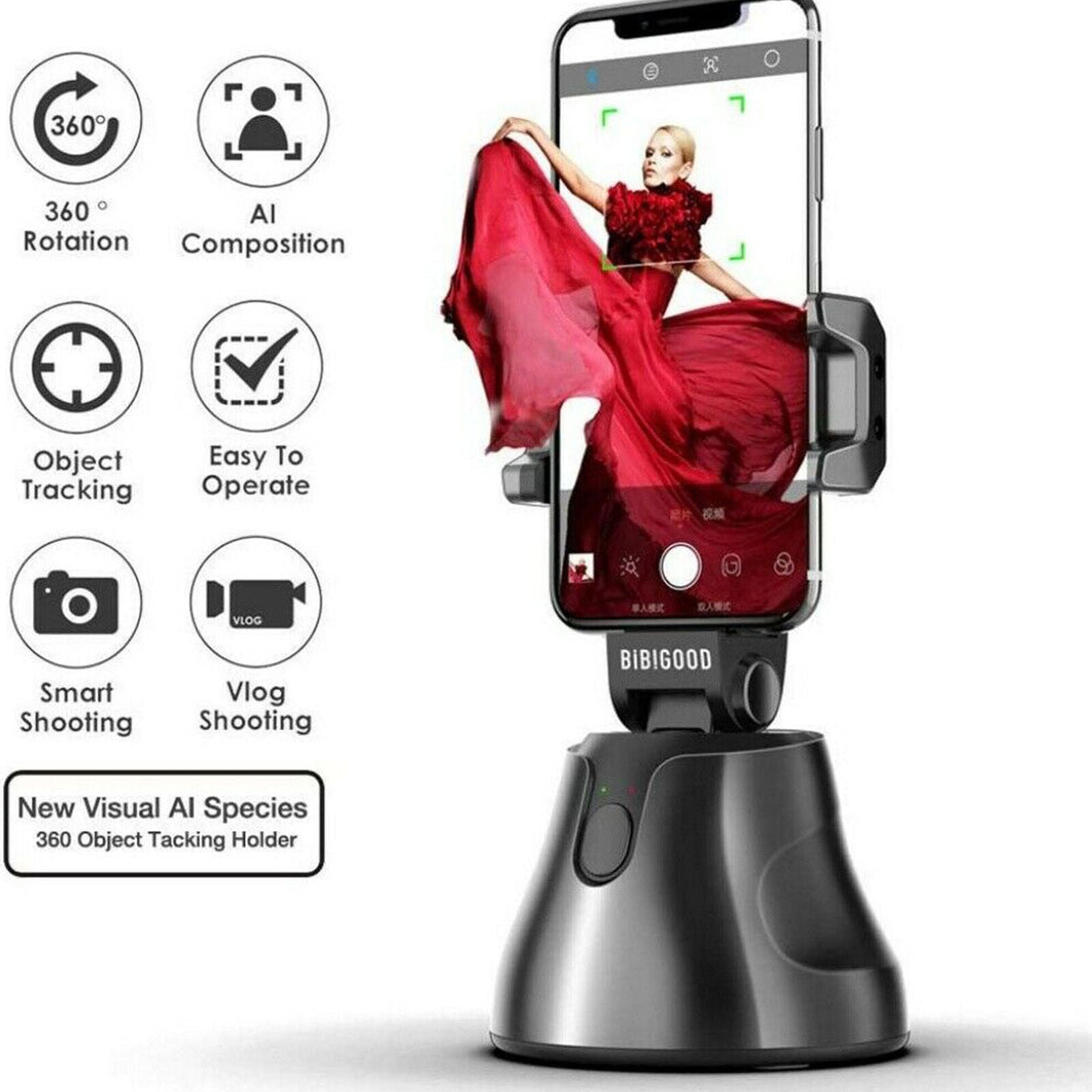 360 Rotation Smart Shooting Selfie Stick Auto Face Object Tracking Phone Holder