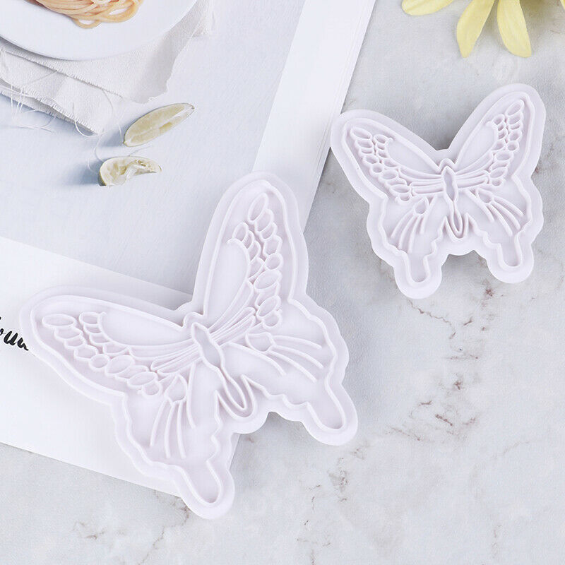 2x/Set Butterfly Cake Fondant Sugarcraft Mould Cookie Plunger Cutter Mold.l8