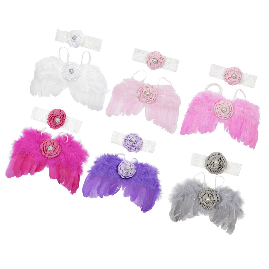 1 Set Lovely Baby Angel Wings Costume Photo Prop Fairy Feather White