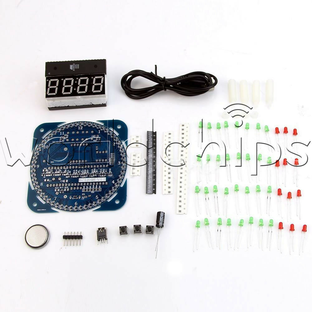DS1302 Rotating LED Electronic Digital Clock DIY Kit 51 SCM Learning Board 5V