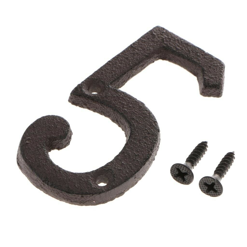 2Pcs Wrought Iron Doorplate House Number Sign Plaque 5 & 7 House Door Decor
