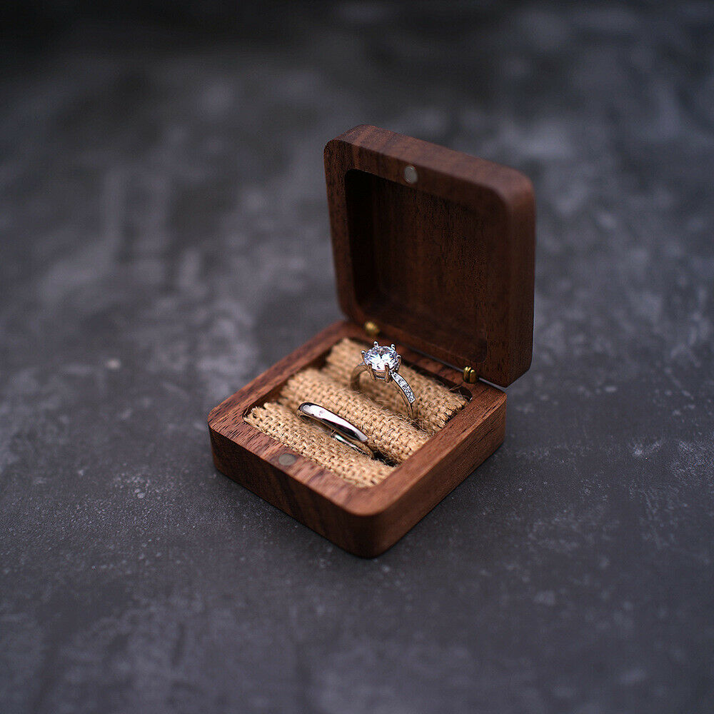 Wooden Ring Box Jewelry Storage Portable Holder Wedding Engagement Organizer DIY
