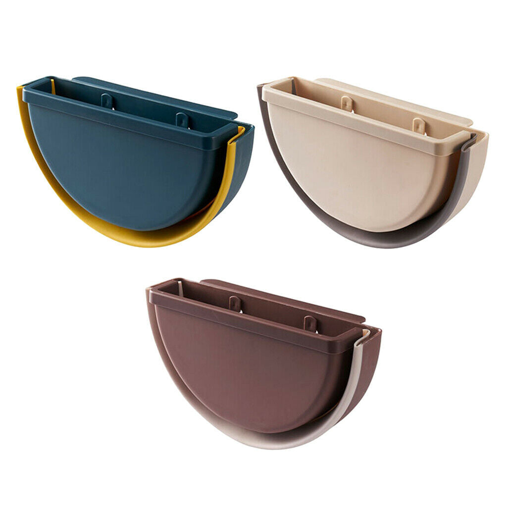 2Pcs Kitchen Semi-Round Collapsible Hanging Garbage Bin Can Waste Container