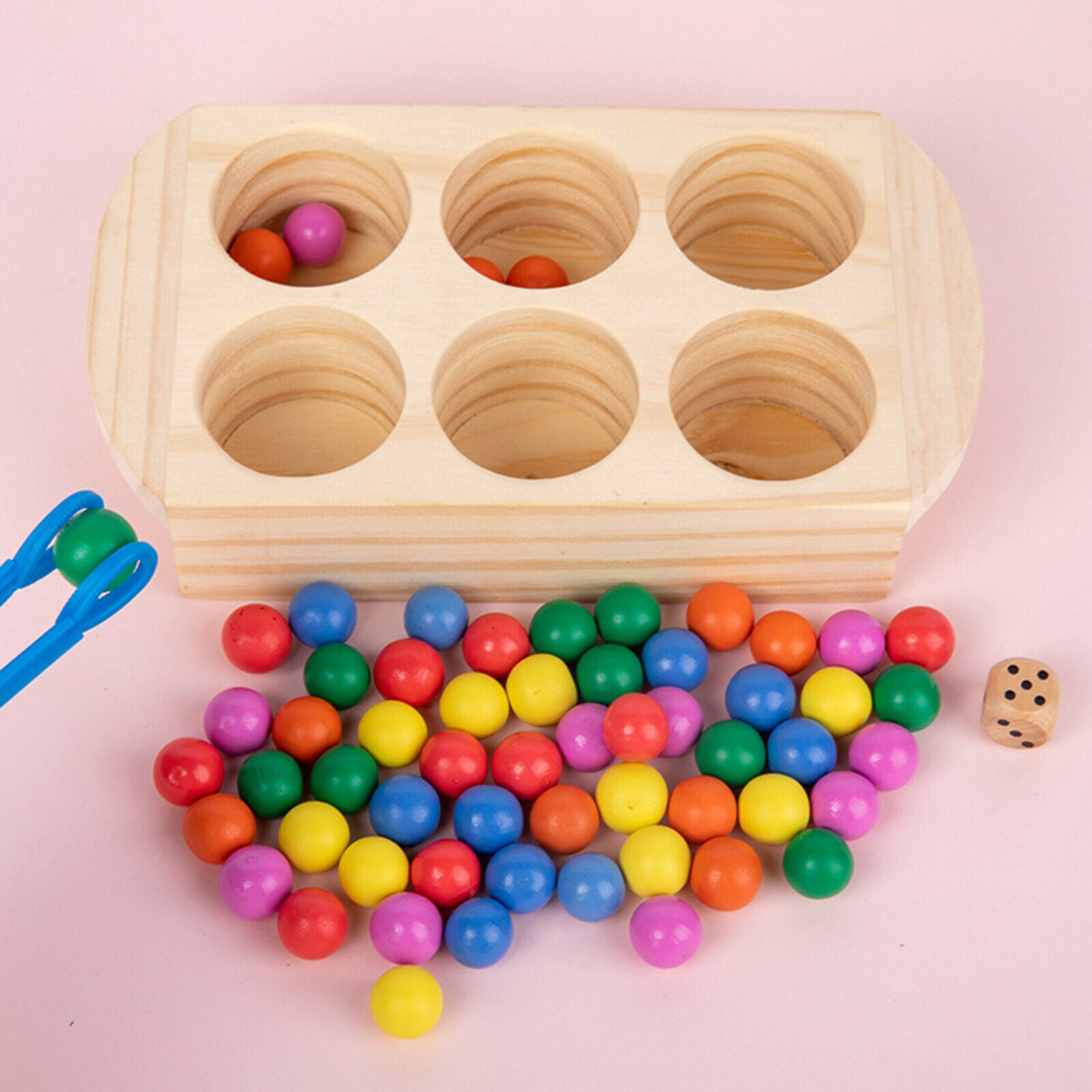 Wooden Counting Bead Montessori Color Matching Early Memory Fun Sensory Toys