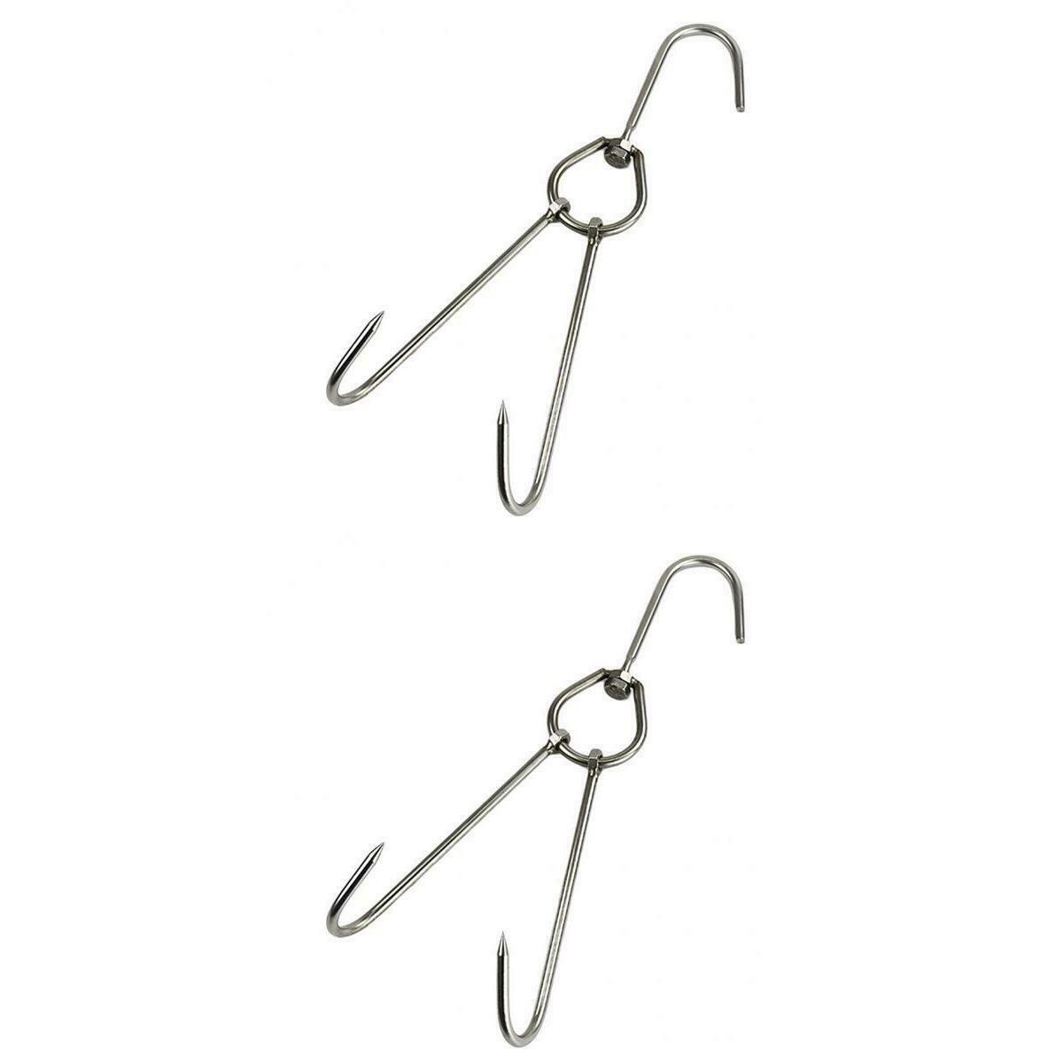 2pc Stainless Meat Hooks Sausage Smoked Barbecue Roast Hanging Drying Tools