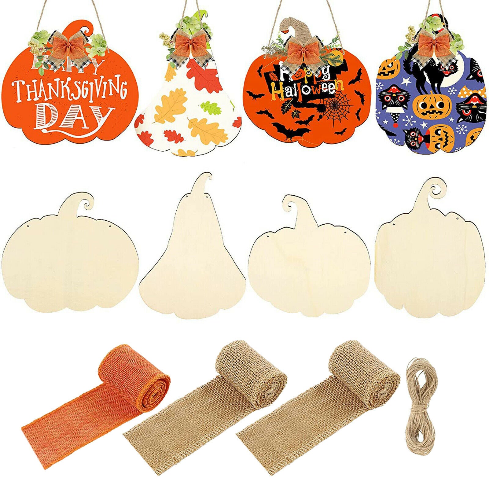 Unfinished Wood Pumpkin Cutout Shapes for Party Halloween Wall Art Supplies