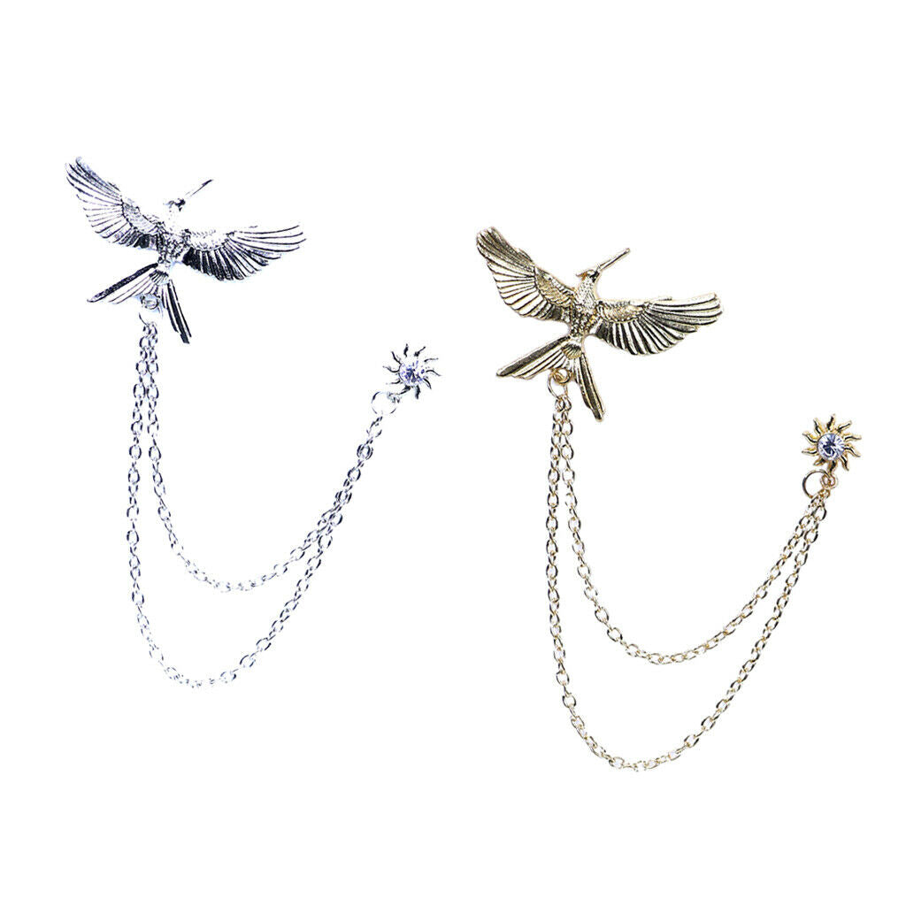 2 Pieces Tassel Chain Brooch Flying Eagle Women Men's Tassel Brooch Corsage