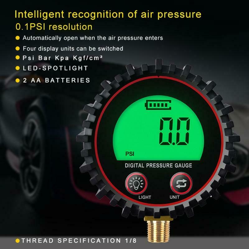 Digital Gas Pressure Gauge with 1/8'' NPT Bottom Connector & Rubber Protector