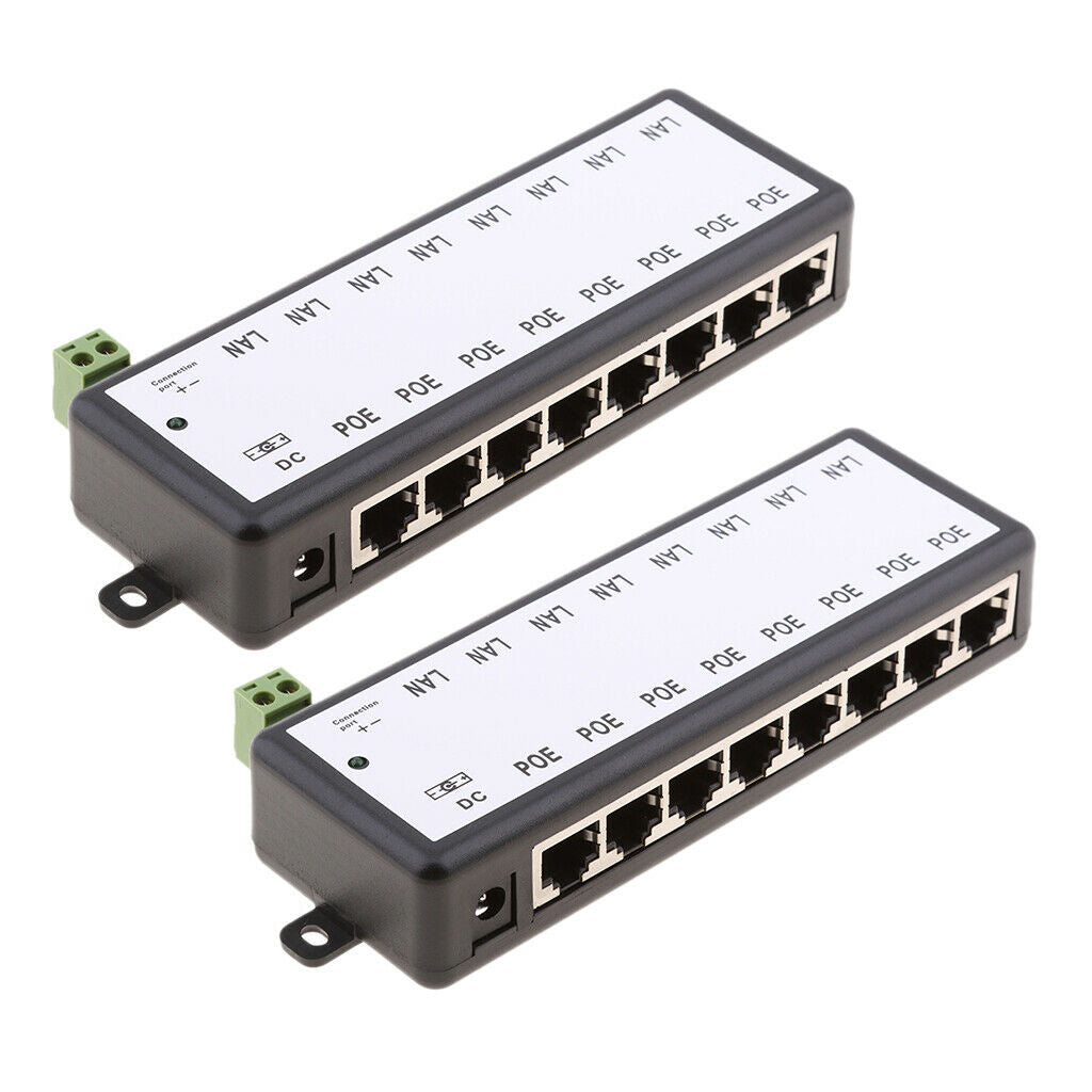 2pieces 8 POE Ports Switch Power Supply Module For Wireless Security Monitoring