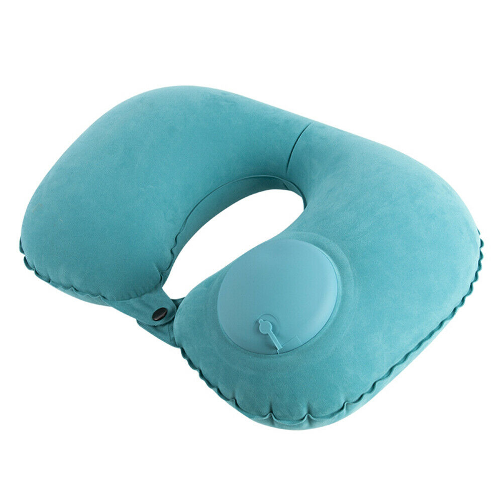 Inflatable Neck Pillow Support U Shaped Travel Pillow for Car Auto (Blue)  @