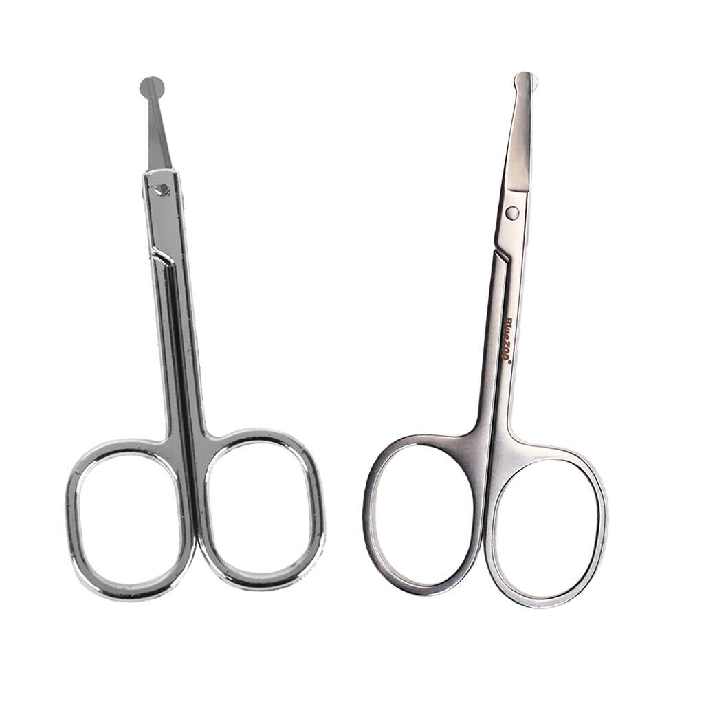 2 Pieces Hair Beard Eyelashes Scissors Eyebrow Trimmer for Men Women