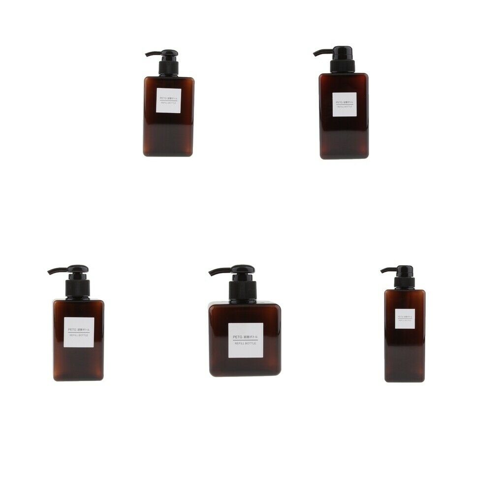 5pcs/set Foaming Soap Pump Dispenser Cosmetic Containers Bottle Brown