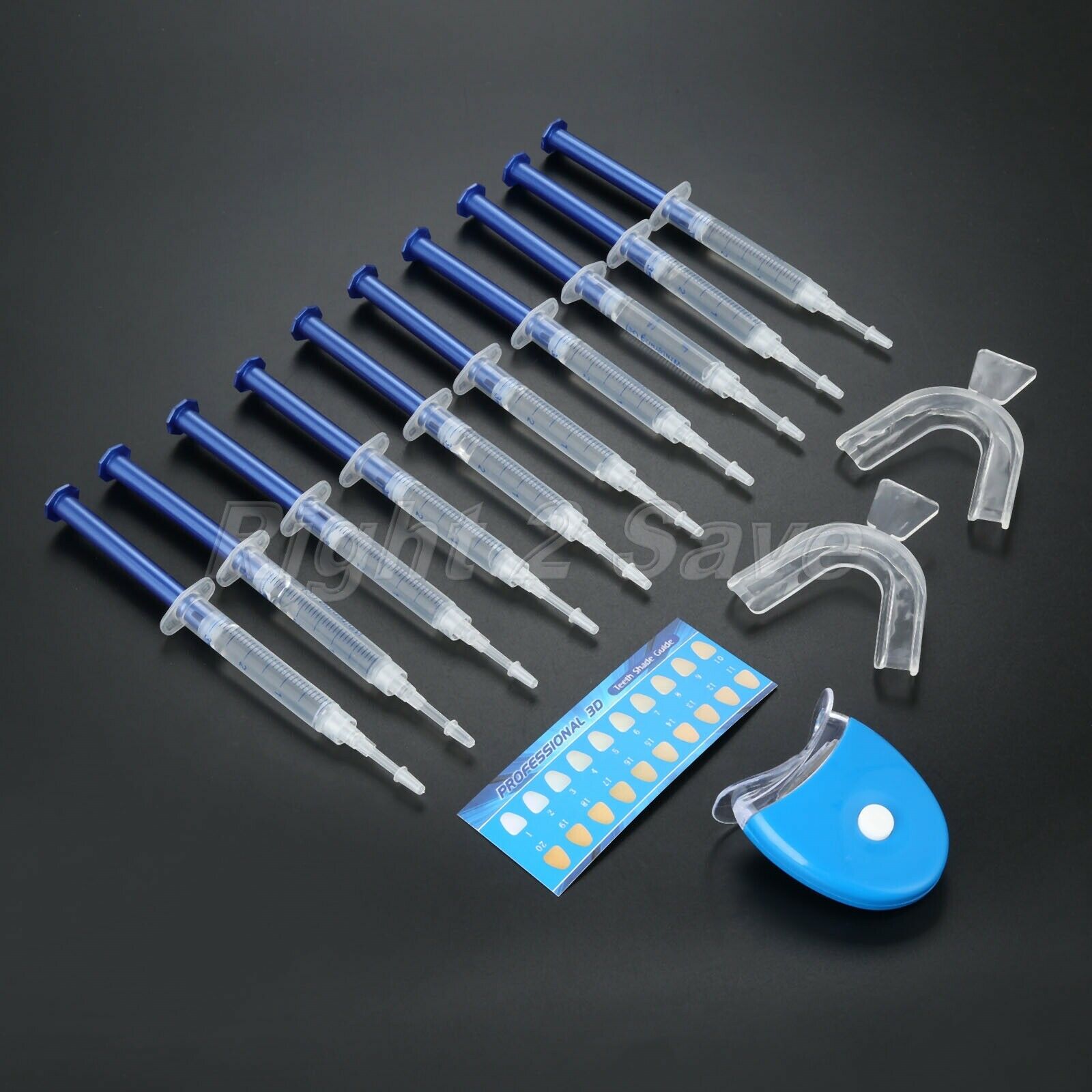 Teeth Whitening Kit 10 Tubes+2 Trays+LED Light Tooth Bleach Bright Oral Hygiene