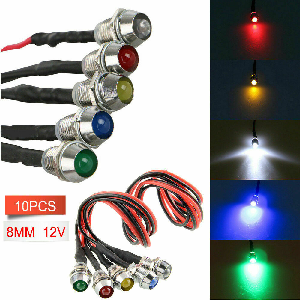 10x 12V Led Panel Indicator Lights Lamp Pilot Dash Directional Car Truck Boat