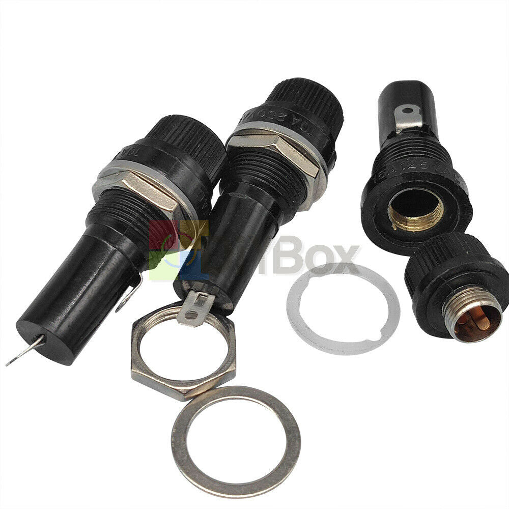 5PC 12V-24V Panel Mounted Screw Glass 6x30mm Fuse Holder Bolt-On Car/Truck/Boat