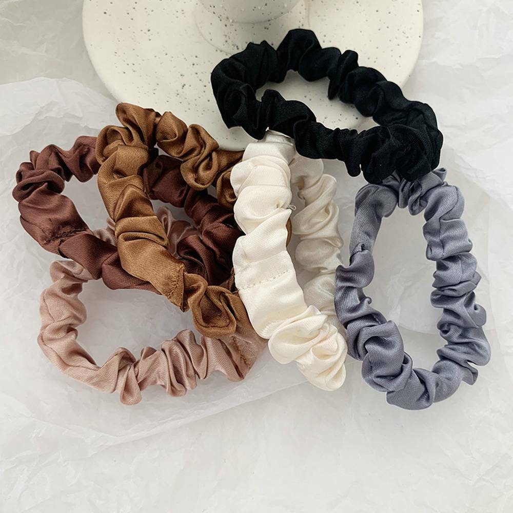 6PCS Elastic Hair Bands Silk Satin Scrunchie Hair Ties Ponytail Holder Ropes Lot
