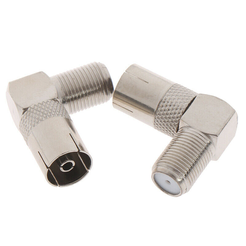 5Pcs RF Coaxial 90 Right Angled TV Aerial Connector F Female to TV Female Plu DD