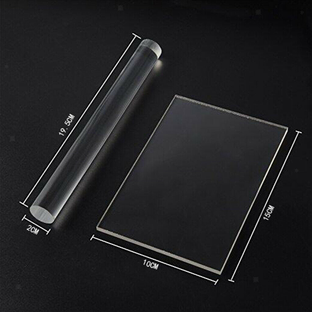 2x Acrylic Clay Roller with Sheet Backing Board for Shaping Sculpting Clay Tool