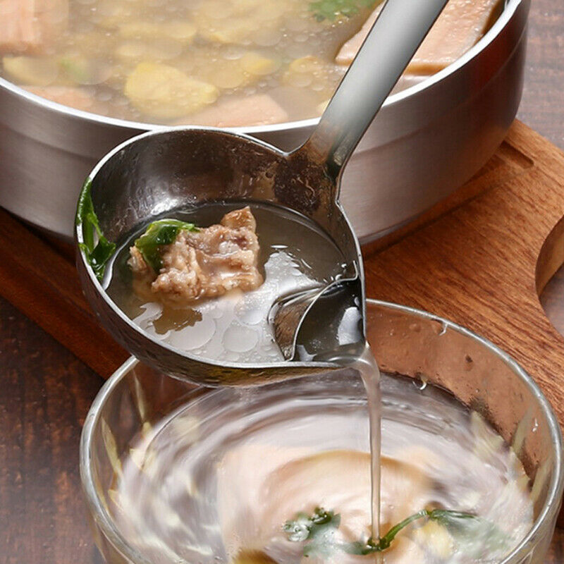 Stainless Steel Long Handle Soup Oil Filter Spoon Restaurant Home Cooking La SJ