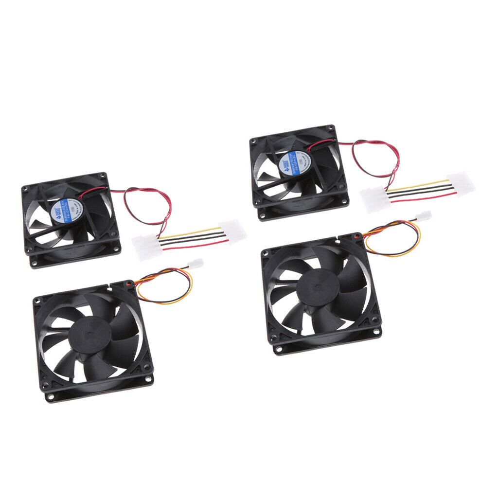 4 x12V 3Pin 80mm Mini 8cm Fan Silent Computer Cooler Cooling Fan PC