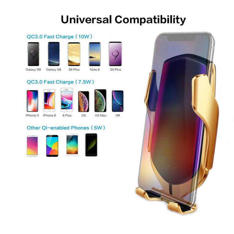 Qi Wireless Charger Automatic Clamping phone Holder Car APP Positioning Finder