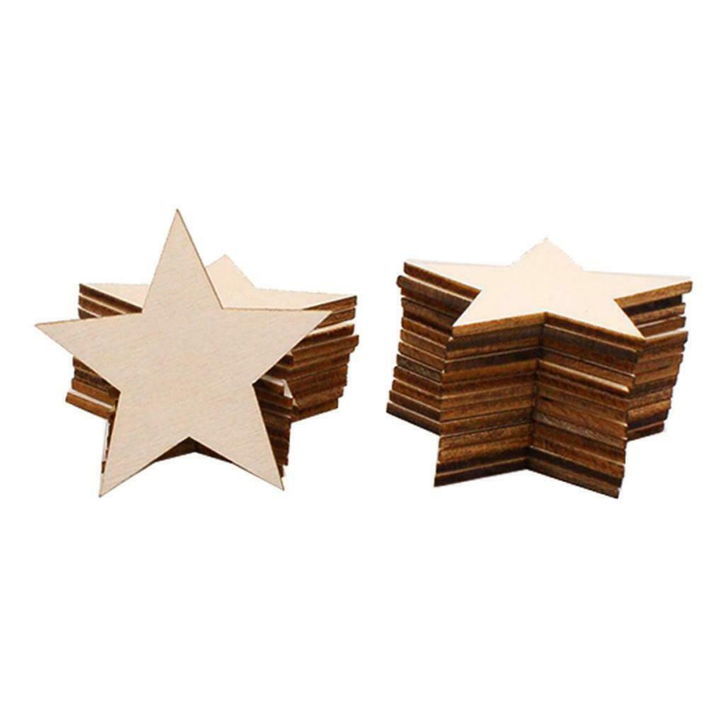25 Star Shape Wood Piece Slices Art Christmas Tree