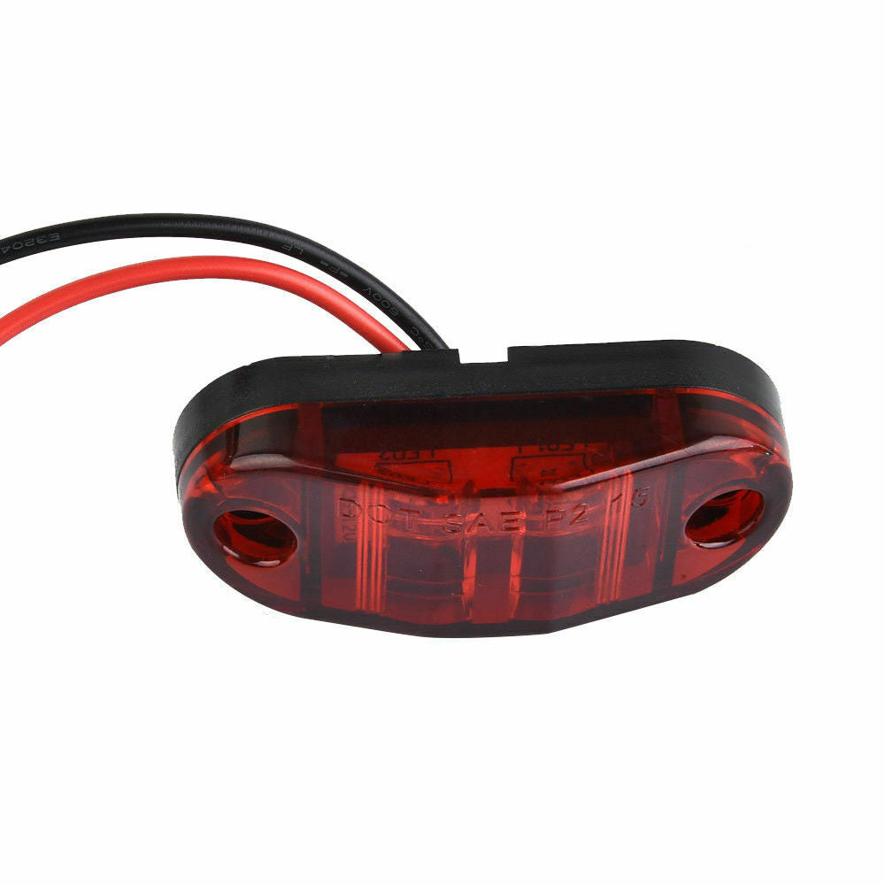 Red LED 2.6" 2 Diode Light Oval Clearance Trailer Car Truck SUV Side Marker Lamp