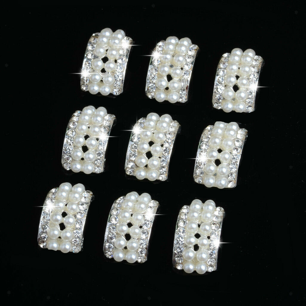 Set of 10 pearls rhinestones crystal flatback ornament gemstones decoration DIY