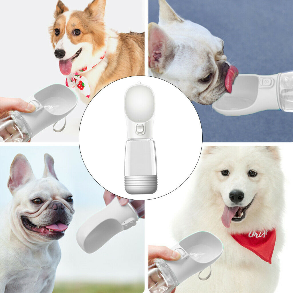 Dog Bottle Leakproof Outdoor Pet Cat Travel Dispenser Tray White