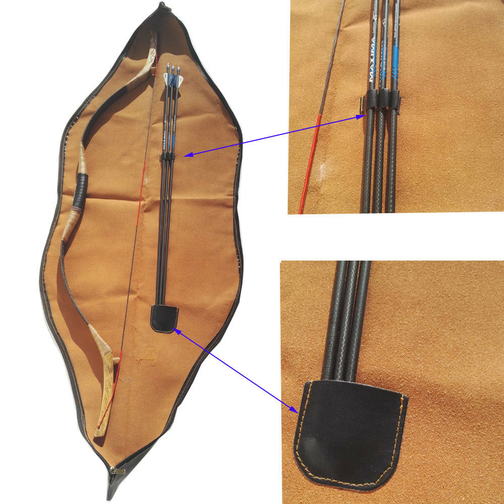 Archery Recurve Traditional Bow Longbow Bag Case Cover Soft Leather Waterproof