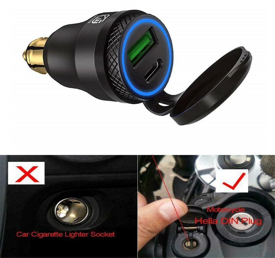 For Hella / DIN BMW QC3.0 USB Type C PD Fast Charger Power Adapter Waterproof