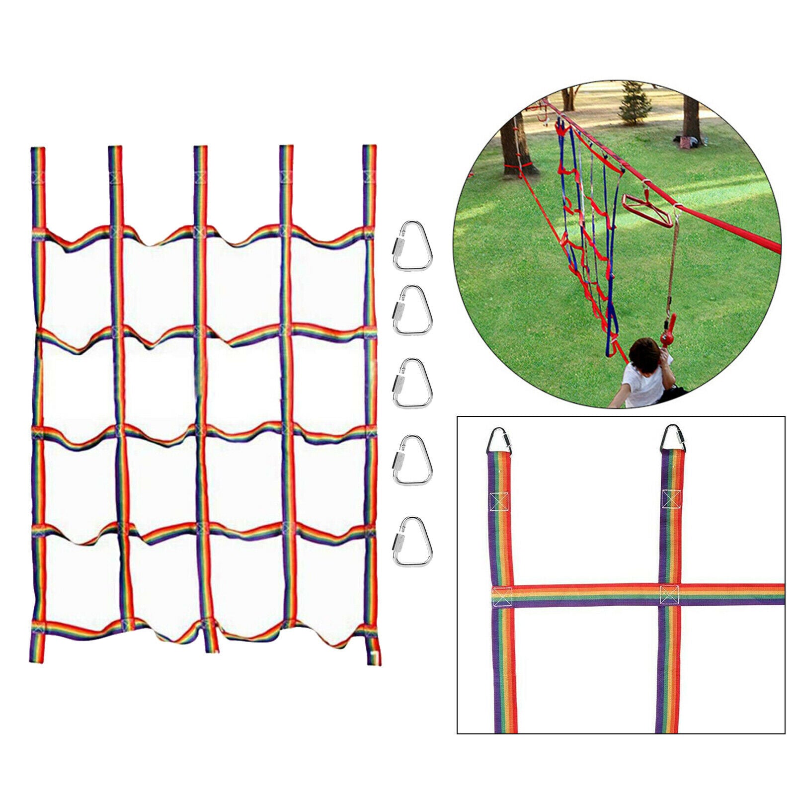 Nylon Kid's Climbing Net Rope Ladder Jungle Gyms Equipment 250KG Capacity