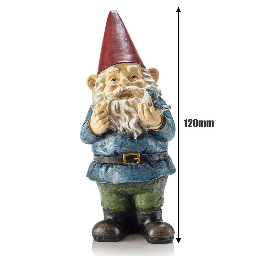 Garden Gnome Holding Bird Dwarf Art Statues Garden Ornament Home Decoration Gi @