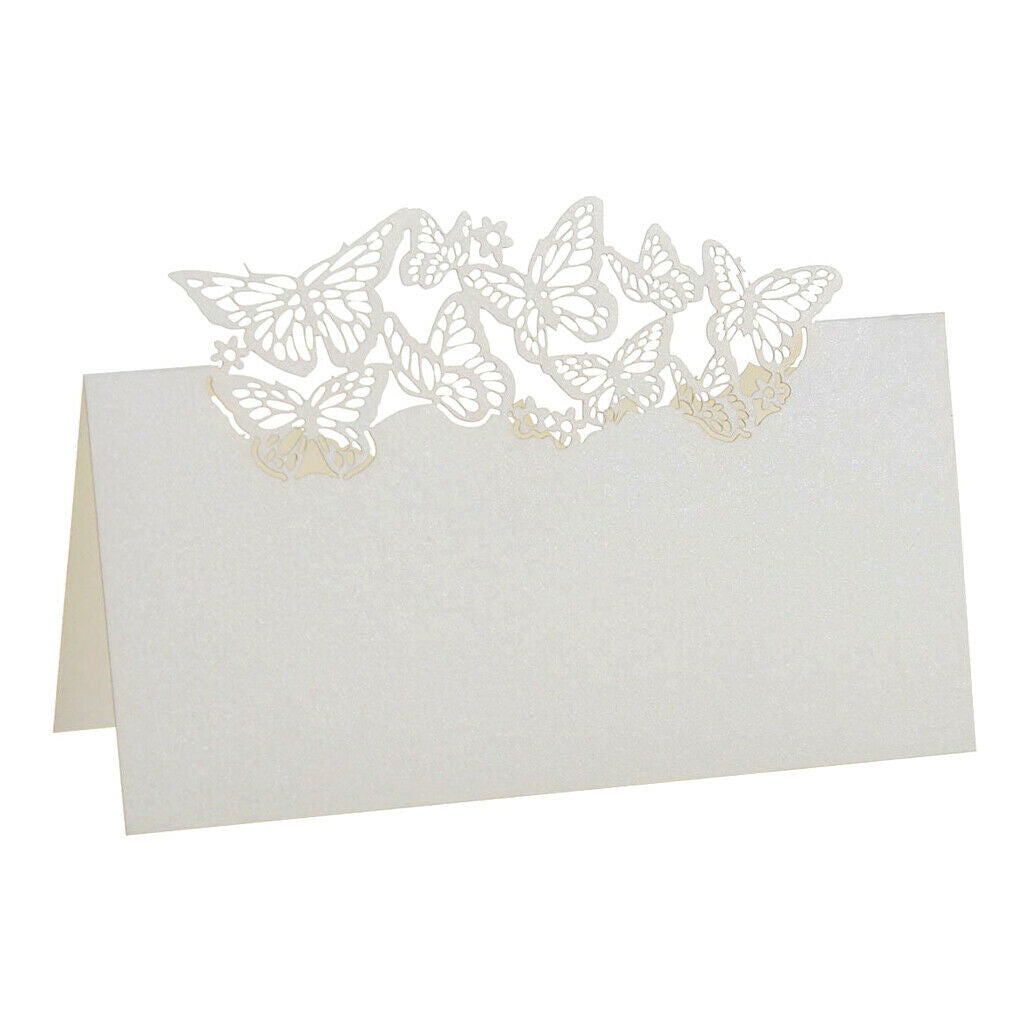 50 Butterflies  Cut Name Place Cards Wedding Guest Table Cards White