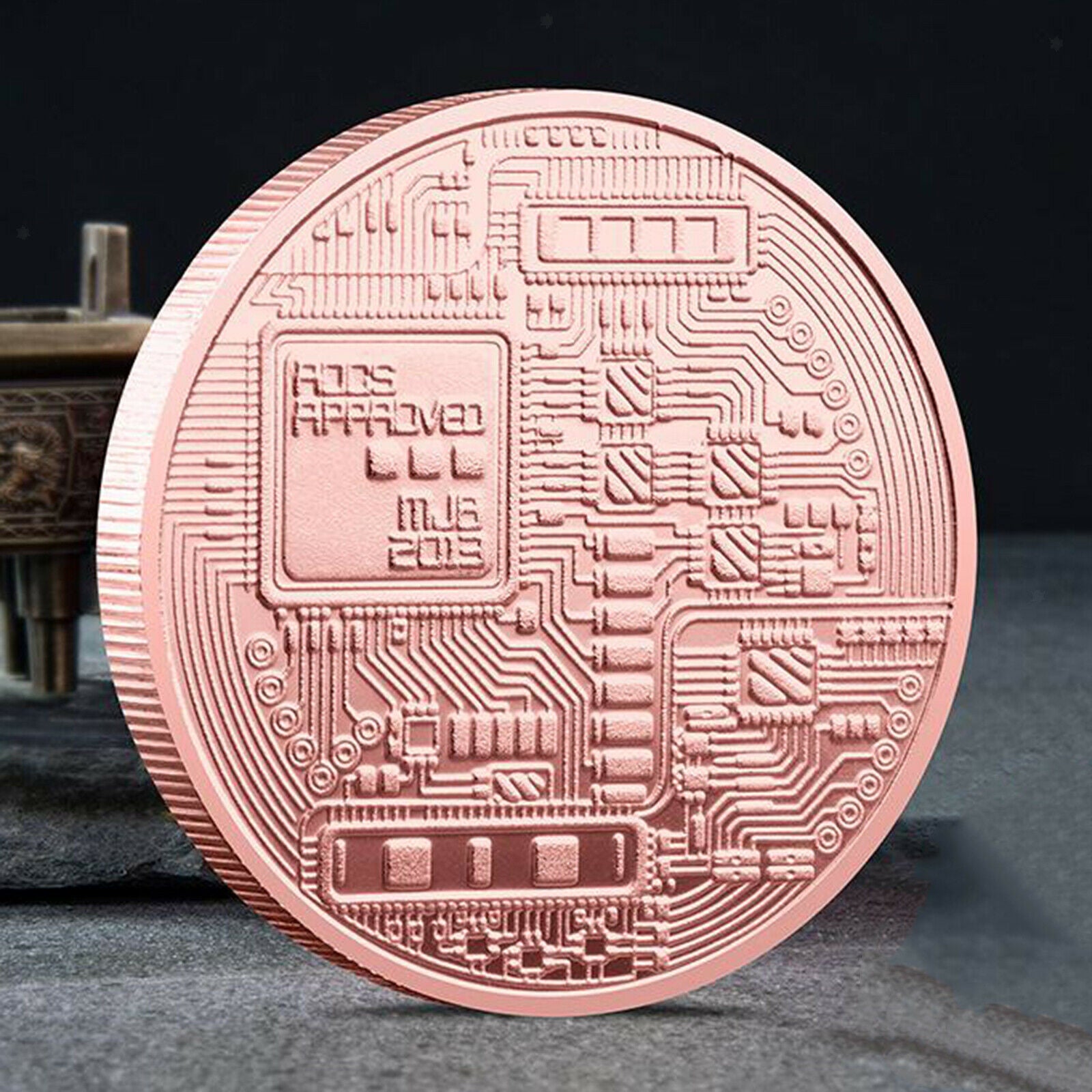 Pink Bitcoin Coin Commemorative Round Collectors Coin Bit Coin Gift 40mm