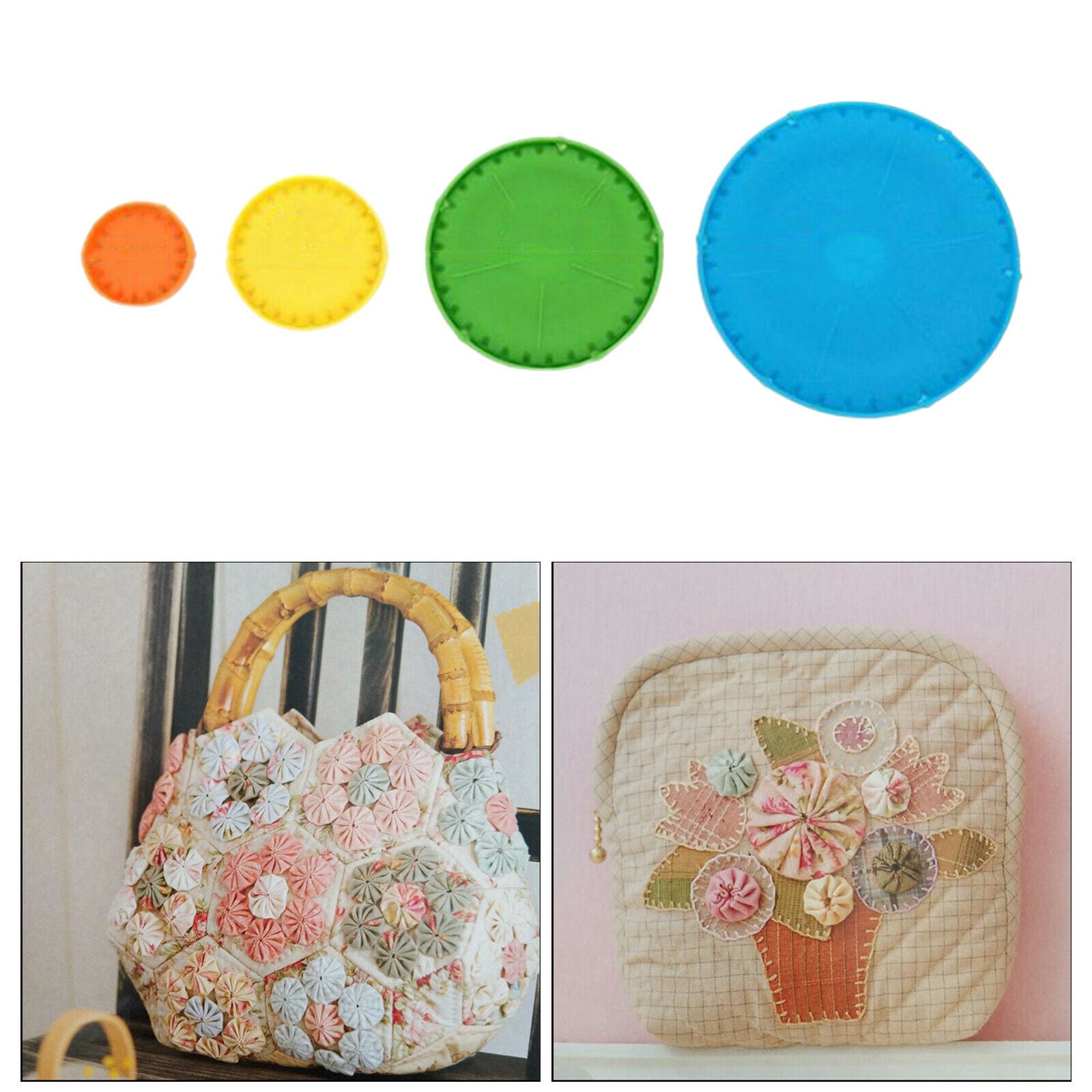 Set of 4 Yo-Yo Makers Fabric Flower Making Templates Tools 4cm 6cm 9cm 12cm