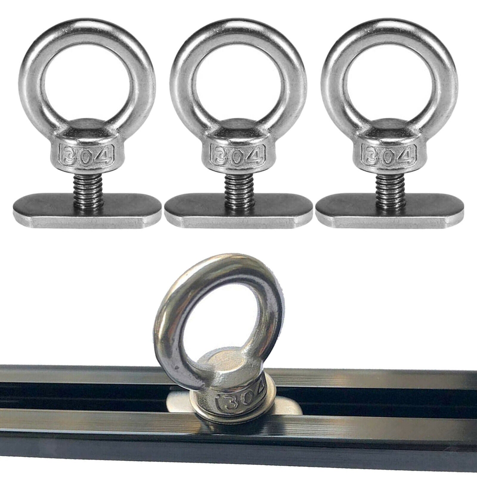 3x Kayak Rail Track Tie Down Eyelet Adapter Canoes Bungee Rope Up to 0.6"