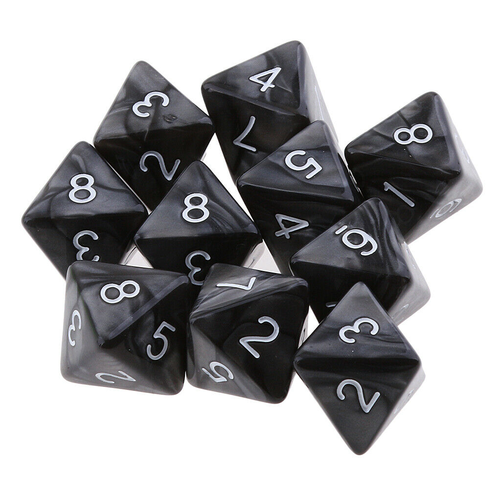 10x D8 Polyhedral Dice 8 Sided Dice for  MTG Black
