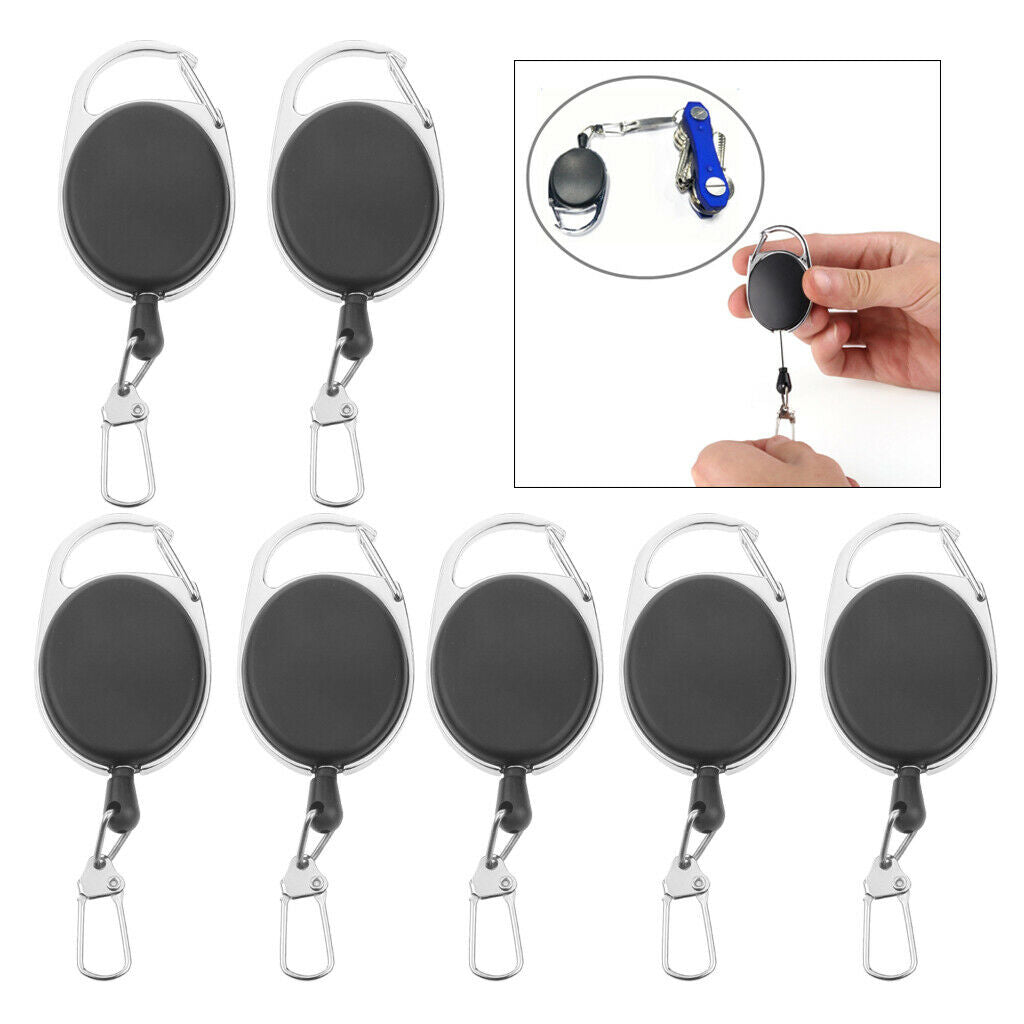 7x Creative Black Retractable Key Retractor Clip Pull ABS Plastic Fashion