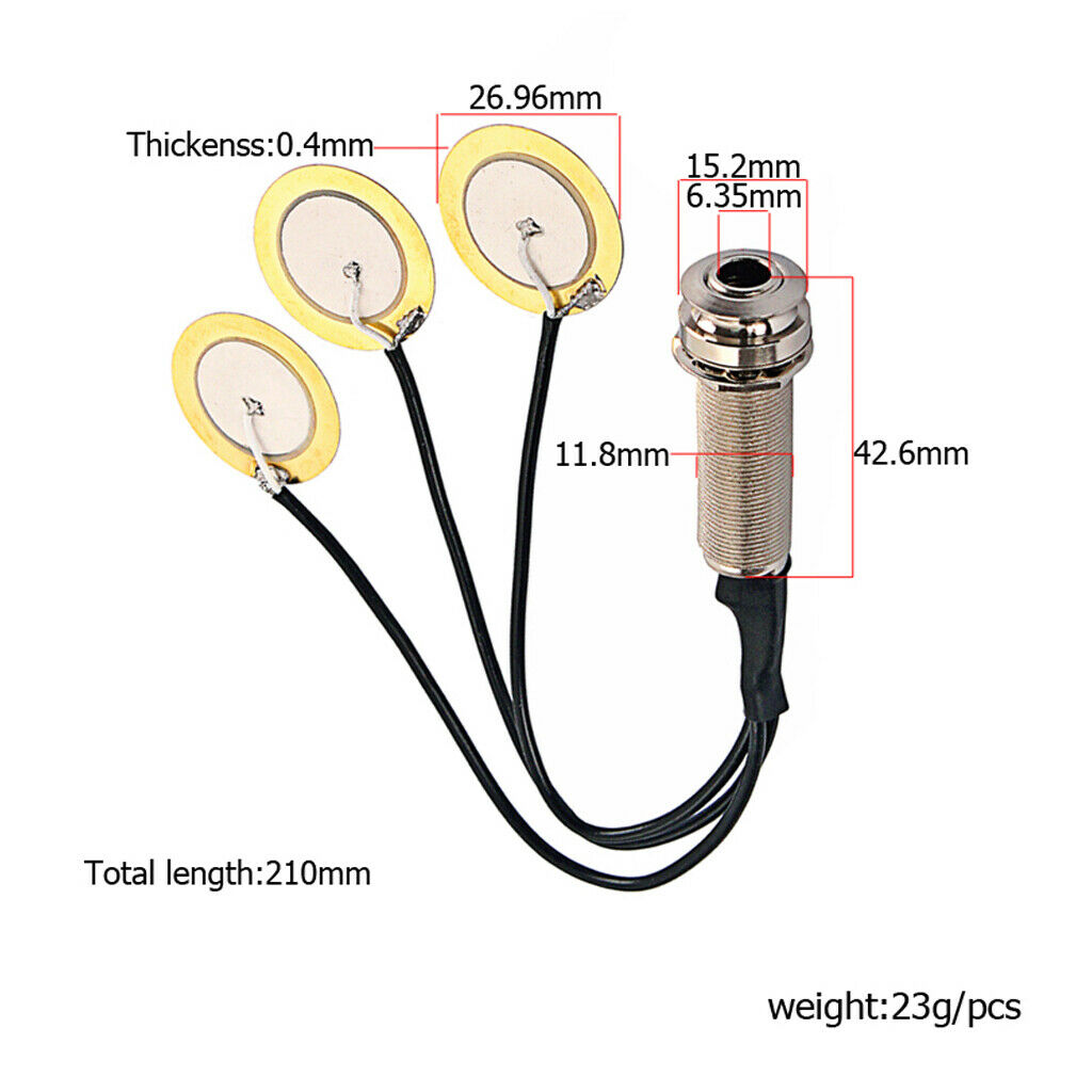1pc Guitar Piezo Pickup 3 Transducer 27mm for Violin Ukulele Mandolin Banjo