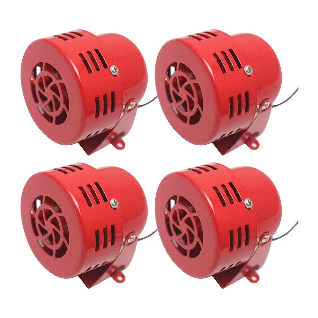 4Pcs 12V 3'' Metal Car Truck Electric Driven Air Raid Siren Horn Alarm Red