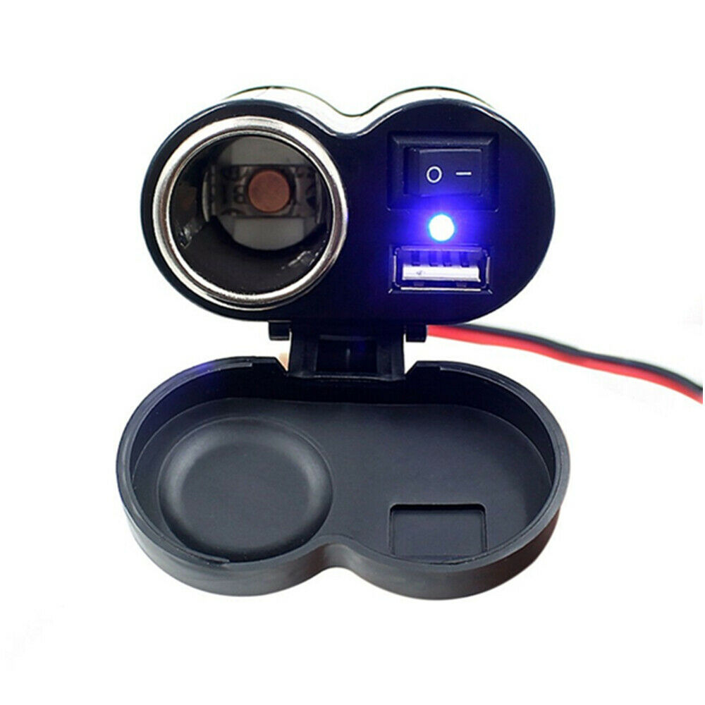 Motorcycle Scooter Handlebar Mounted Cigarette Lighter Power Port Charger