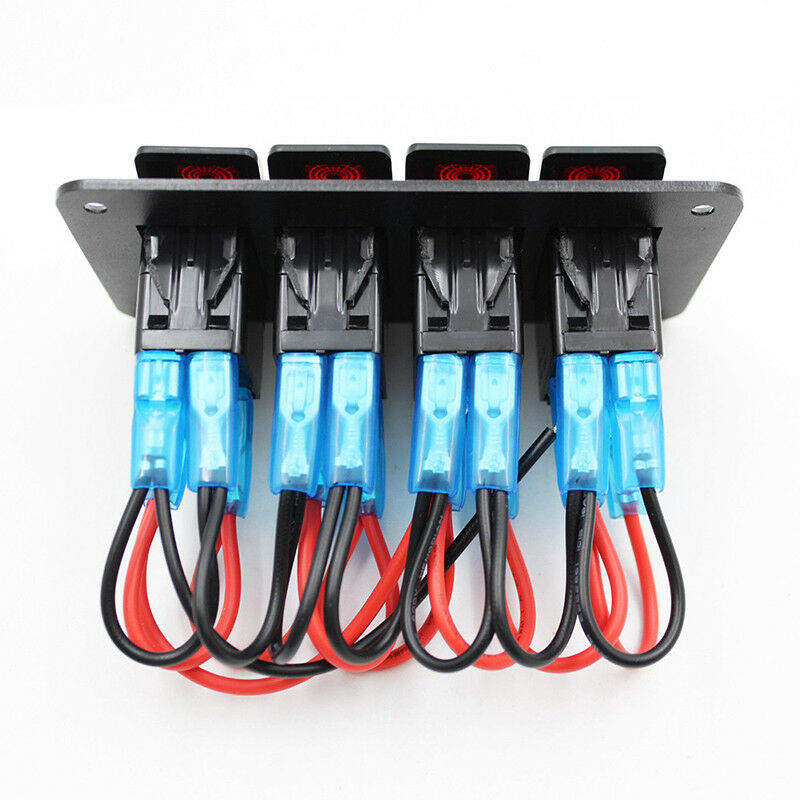 4 Gang Dual LED Switch Panel Light Bar Car Caravan Marine Boat Rv Rocker 12V  Tt